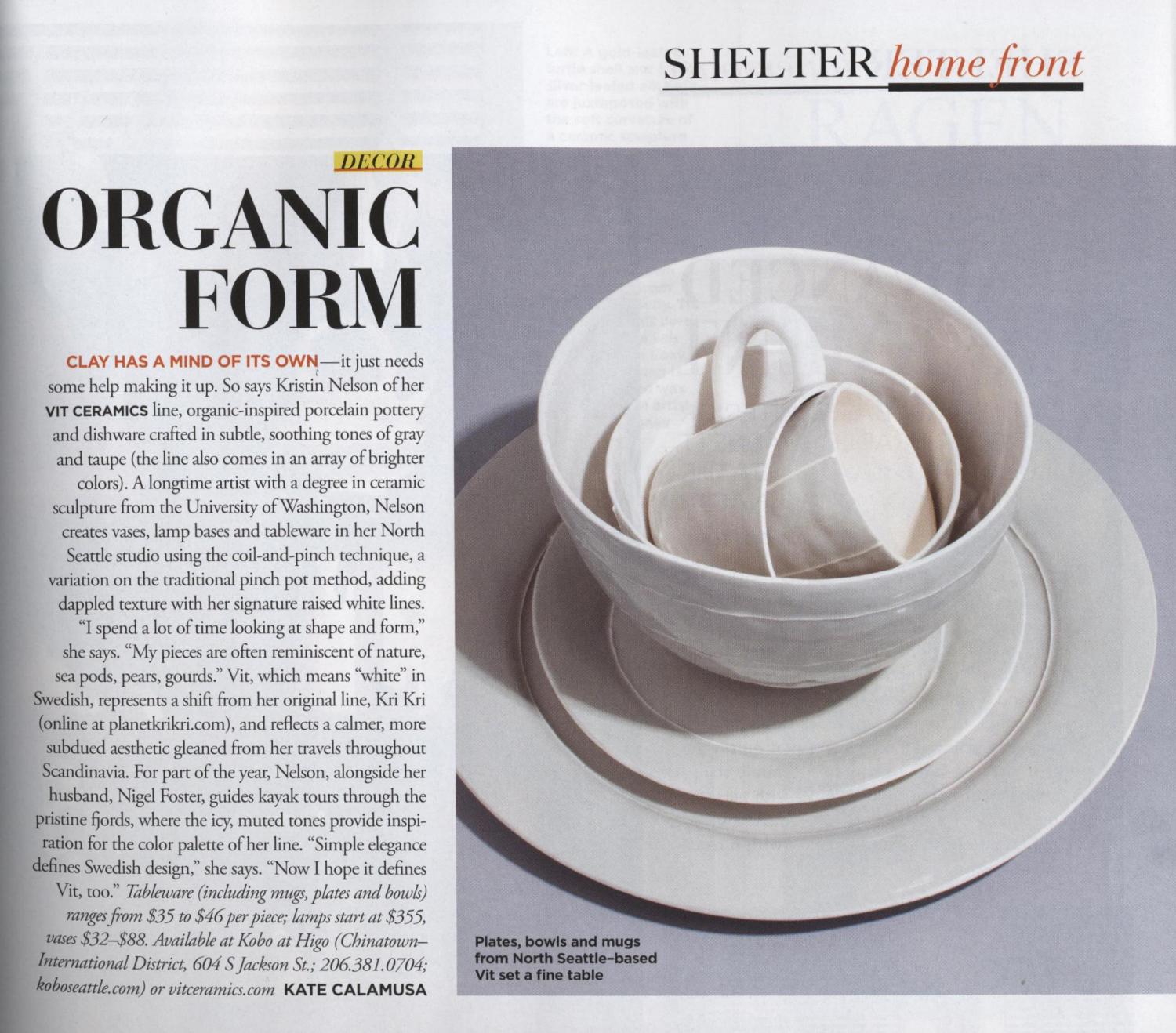 Vit ceramics, Seattle magazine, Press